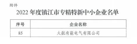 大航有能榮獲2022年度鎮江市專(zhuān)精特新“小巨人”稱(chēng)號！